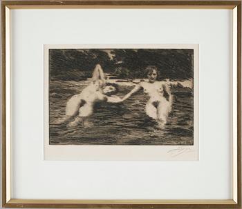 Anders Zorn · ANDERS ZORN, etsning. Sign. Sign o dat 1918 i plåten.