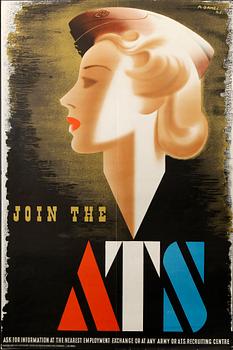 KRIGSAFFISCH, efter Abram Games, Join the ATS, England 1941.