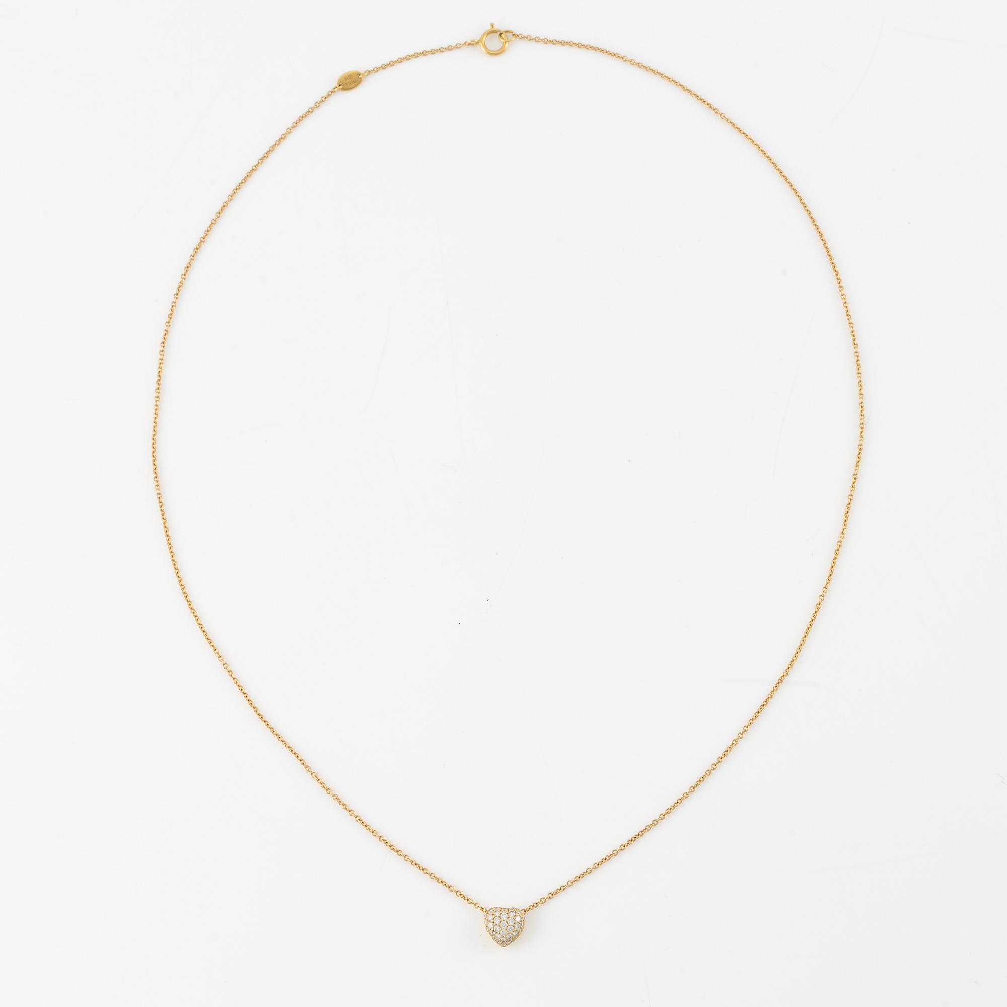 Engelbert, collier, "pavé heart", 18K guld med briljantslipade diamanter.
