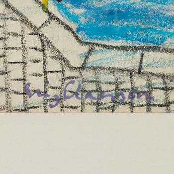Stig Claesson, pastel , signed.