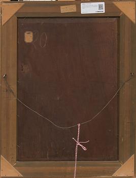LÉON DALLEMAGNE, olja på pannå. Signerad och daterad 1892.