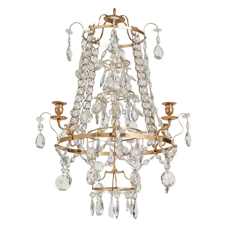 A Gustavian four-light chandelier, by O Westerberg (Stockholm circa 1769-1811), late 18th century.