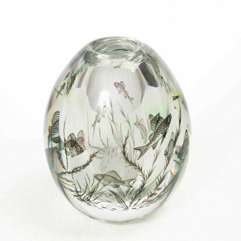 Edward Hald, vas, glas, "fiskgraal", Orrefors, 1900-talet mitt.