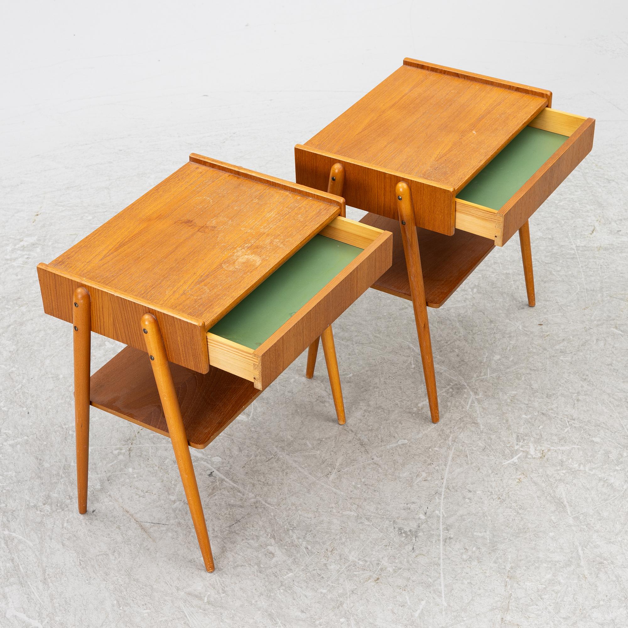 Sängbord, ett par, AB Carlström & Co Möbelfabrik, 1950/60-tal.