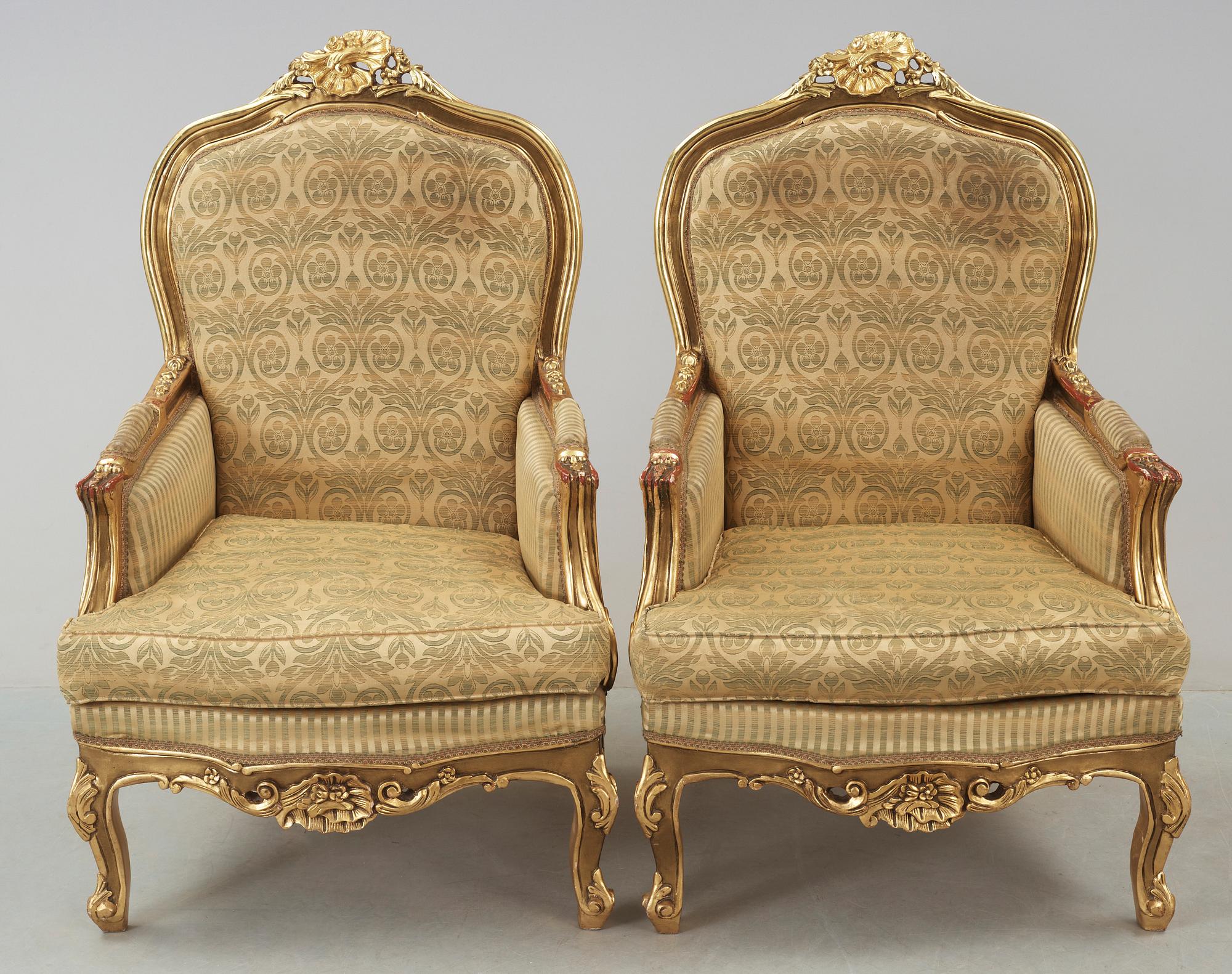 BERGÈRER, ett par, rokokostil, 1900-tal.