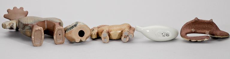 FIGURER, 5 st, stengods, Lisa Larson, Gustavsberg.