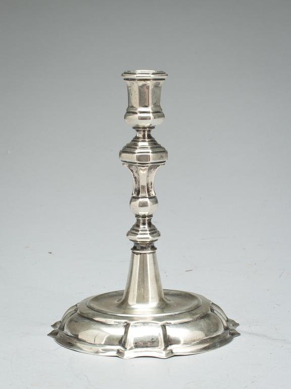 LJUSSTAKE, silver, troligen Tyskland, senbarock, 1700-tal.