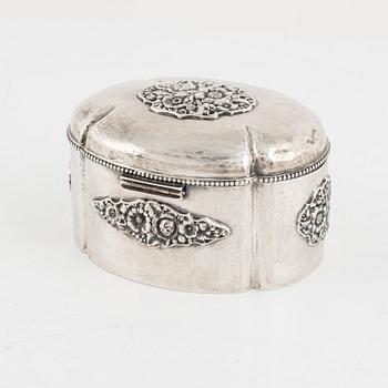 A silver sugarbox, Swedish import marks, 20th Century.