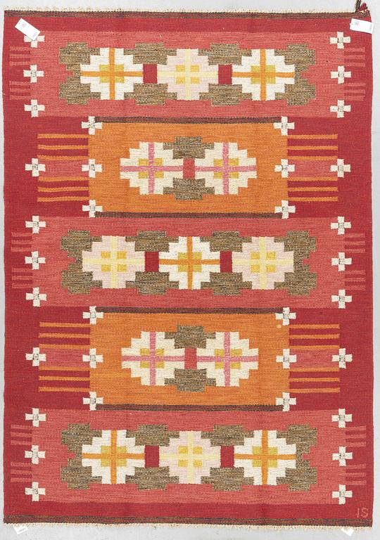 Ingegerd Silow, carpet, flat weave, 236 x 169 cm, signed IS.