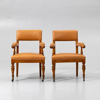 Armchairs, a pair, probably England, early 20th century.