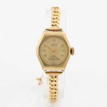 Wristwatch, Birka, 21 mm, 14K gold, chain in 18K gold.