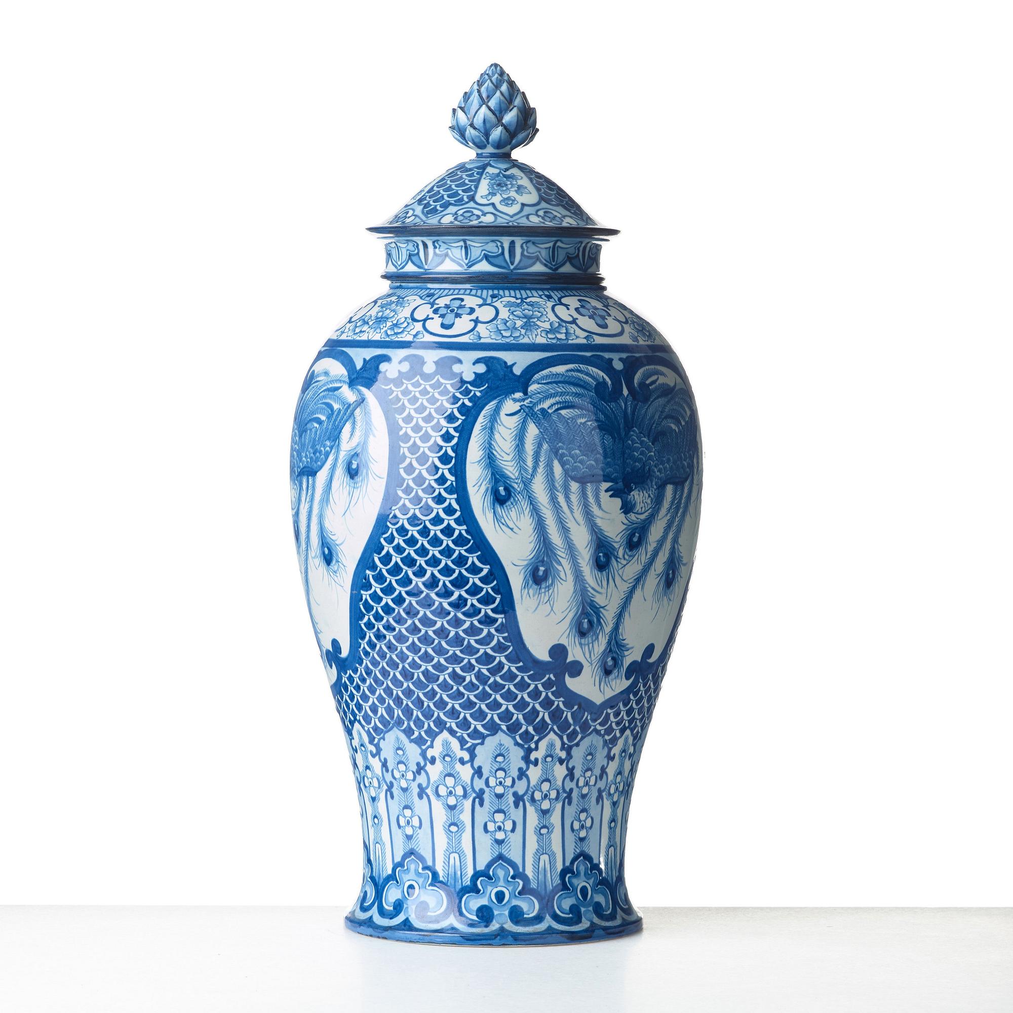 Gunnar Wennerberg, & PEDER MÖLLER, a creamware lidded jar, Gustafsberg, Sweden 1896.