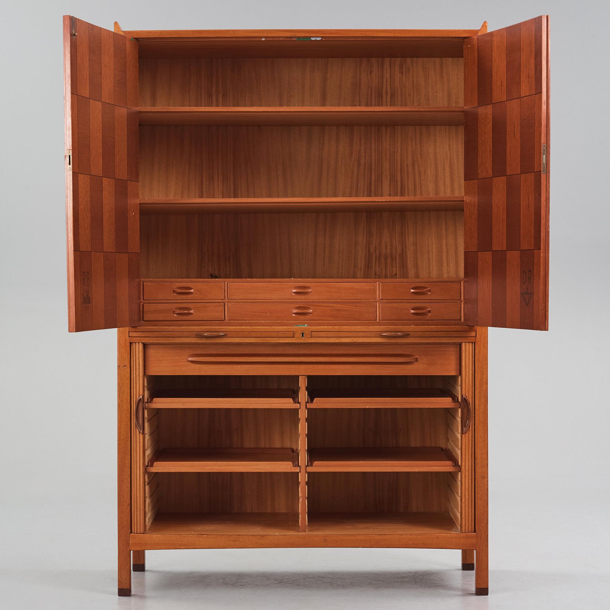 David Rosén, a mahogany and teak cabinet, for Stockholm's Association of Crafts, signed and dated 1959.