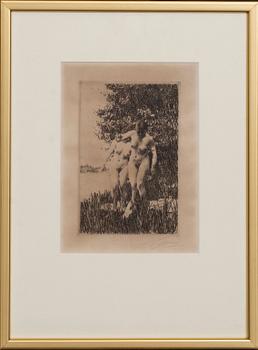 Anders Zorn, a signed etching from 1917.