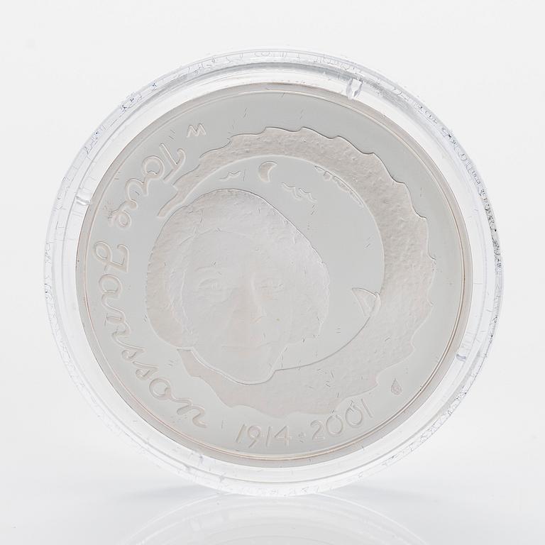 En samling minnesmedaljer, 12 st, sterling silver, Tove Jansson och Mumin, Rahapaja Oy, Finland 2004-2005.