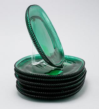 Seven lobster plates in glass by Arthur Percy, Reijmyre/Gullaskruf, Svenskt Tenn.