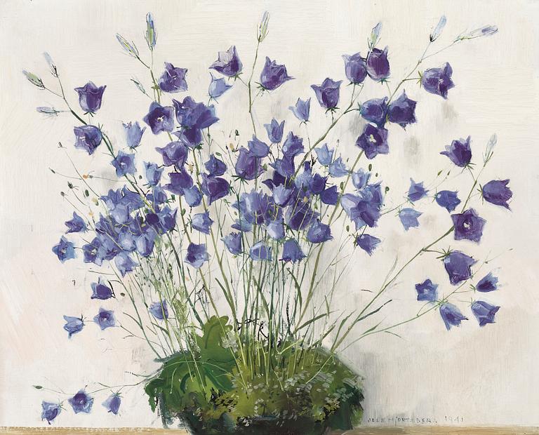 Olle Hjortzberg, Still life with bluebells.