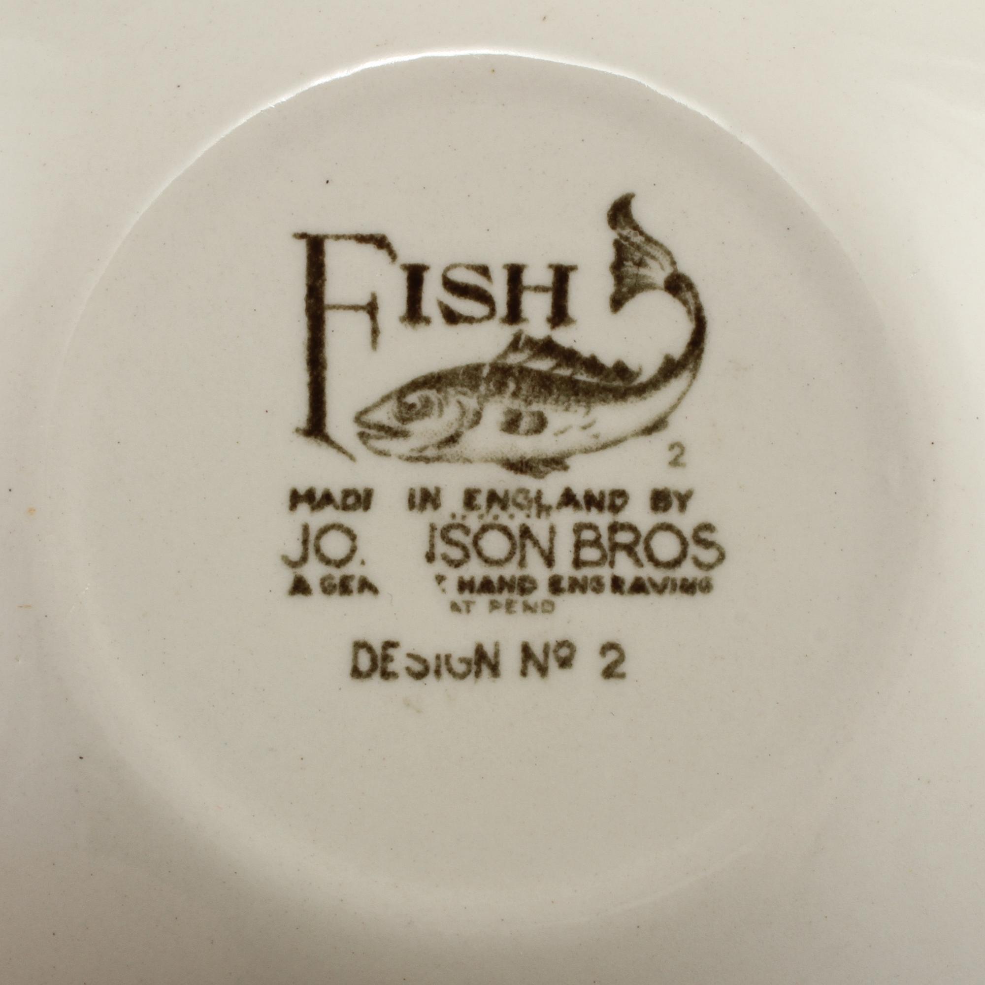 SERVISDELAR, 16 st, flintgods, "Fish" Johnson Bros. England, 1900-talets andra hälft.