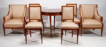 SALONGSGRUPP, 8 delar, empirestil, 1900-talets första fjärdedel.