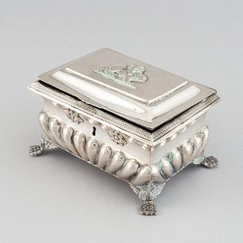 A silver sugar box, probably Poland, 19th century.