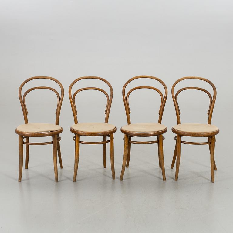 Four Thonet style first half of the 20th century chairs.