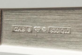 A Swedish 20th century silver set of 18 pcs of Rosenholm Cutlery, mark of GAB Stockholm 1990-tal total weight ca 852 gr.