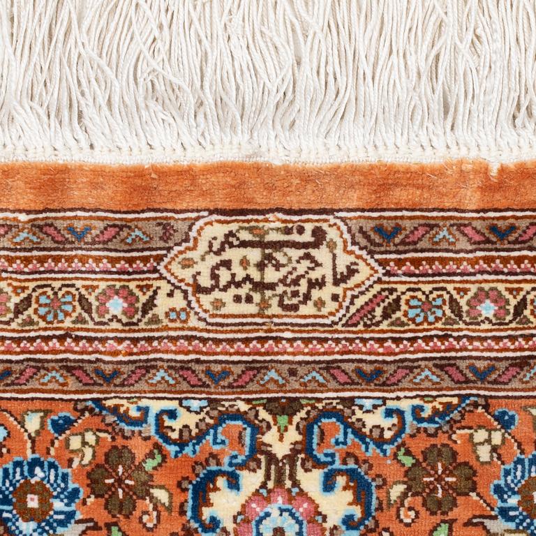 Rug, Old Ghom Central Persia, Signed Abbas Janshidi, c. 150 x 93 cm.