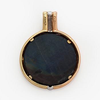 Hänge, 14K trefärgsguld och spektrolit.