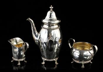 KAFFESERVIS, 3 delar, silver, T. Kullander, 1941. Tot ca 1000 g.