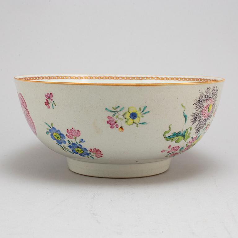 A famille rose export punch bowl, Qing dynasty, Qianlong (1736-95).