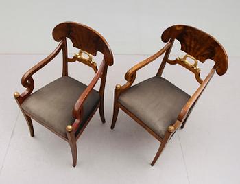 KARMSTOLAR, 1 par, Karl Johan, 1800-talets mitt.
