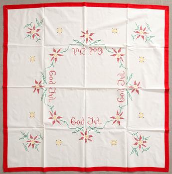 A collection of Christmas tablecloths, 13 pcs in larger sizes, 20th century.