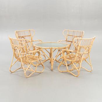 Garden group, 4 armchairs, table, second half of the 20th century.