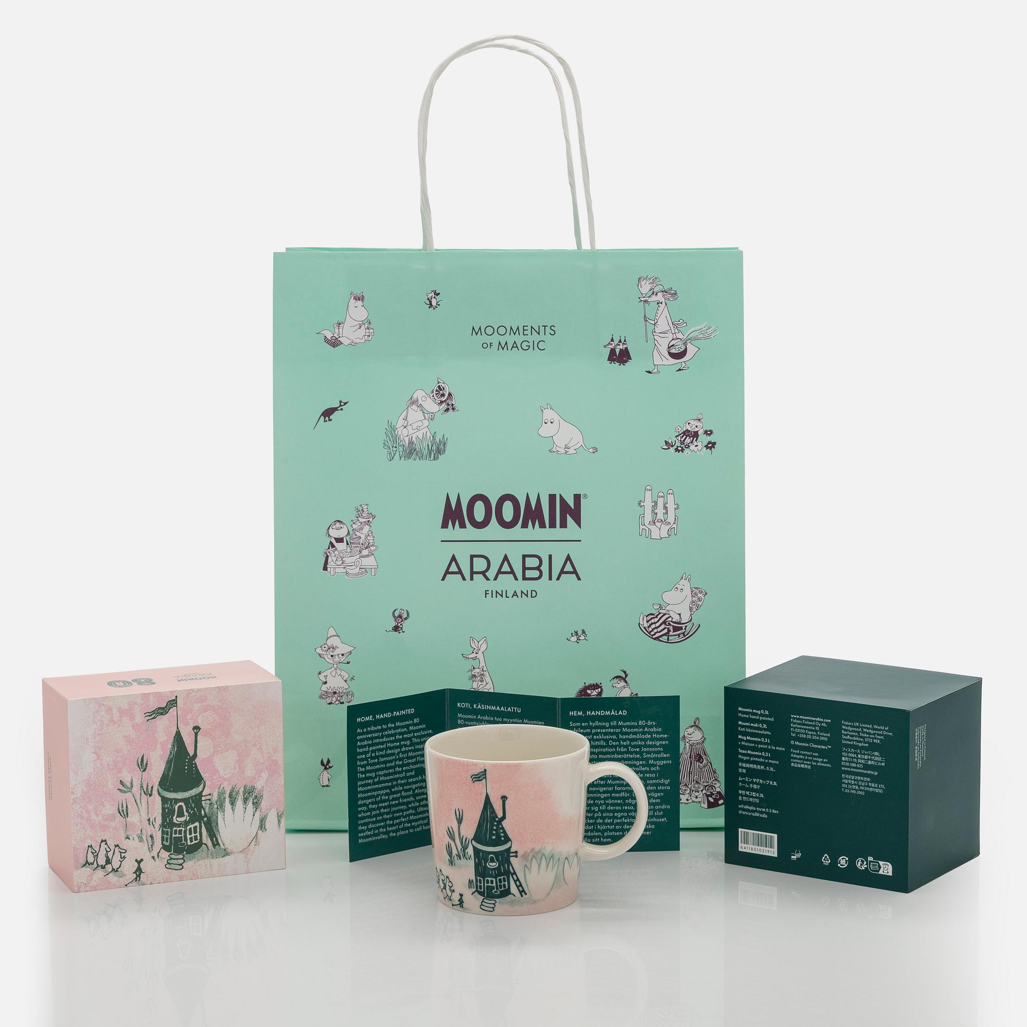 A porcelain Moomin 80 anniversary mug, 'Home', Moomin Characters, Arabia 2025, numbered 80.