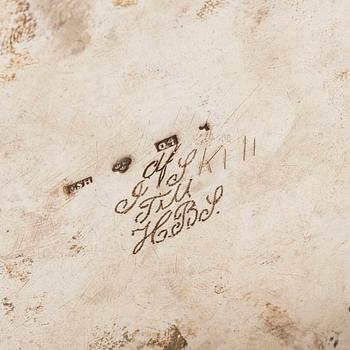 A silver sugarbox by Eric Söderholm Härnösand 1844.