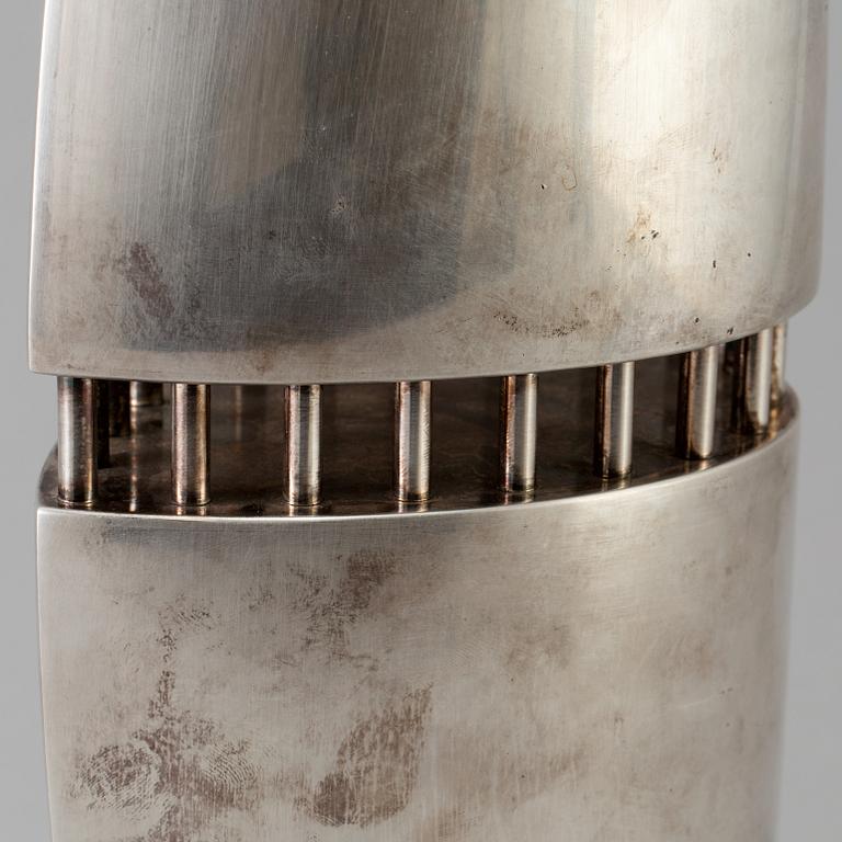 A italian silver plated brass vase designed by Lino Sabbatini, dated 1997.