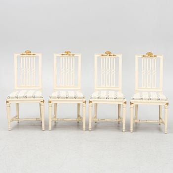 Chairs, 4 pcs, by Johan Hammarström (master in Stockholm 1794-1812), late Gustavian.