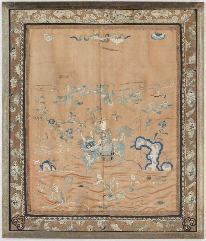 SIDENBRODERI, ostasien, 1800-/1900-tal.