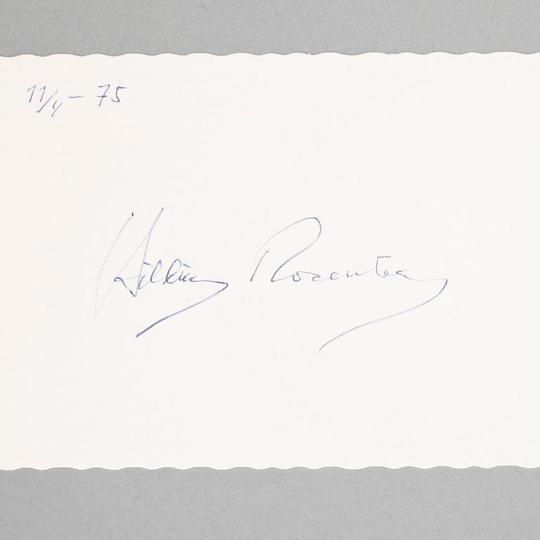 AUTOGRAFPARTI MED MUSIKARTISTER, 75 st, bla Pavarotti, Carl Orff, Frank Sinatra, egenhändiga 1900-tal.