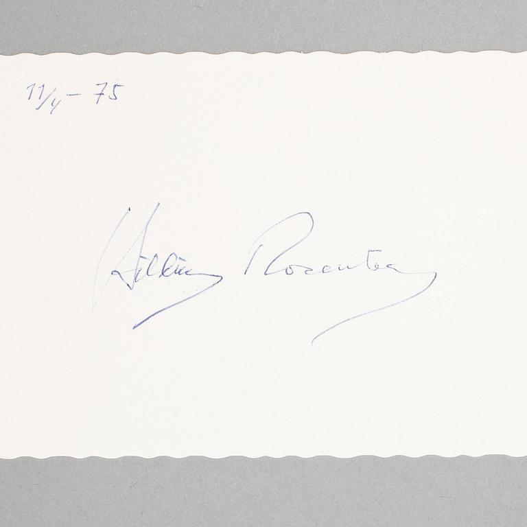 AUTOGRAFPARTI MED MUSIKARTISTER, 75 st, bla Pavarotti, Carl Orff, Frank Sinatra, egenhändiga 1900-tal.