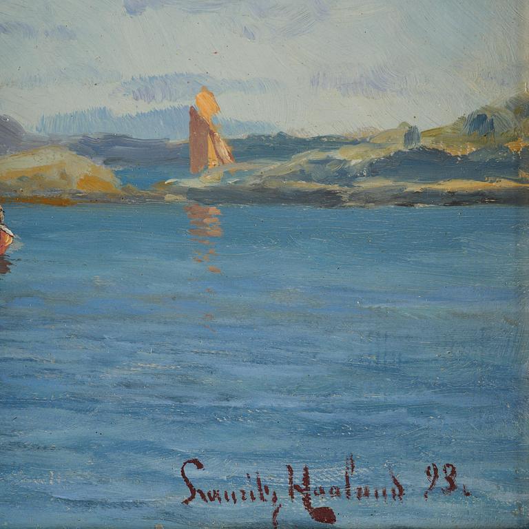 Lauritz Haaland, Sailing ship by the cliffs.