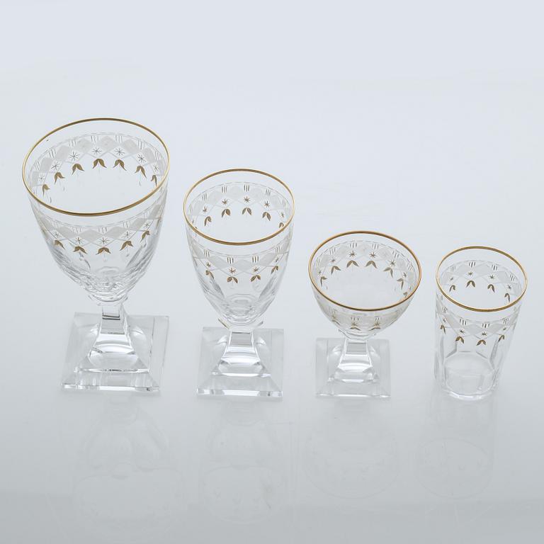 A glass tableware set of 38 pcs, "Odelberg Junior" by Kosta, second quarter of the 20th century.