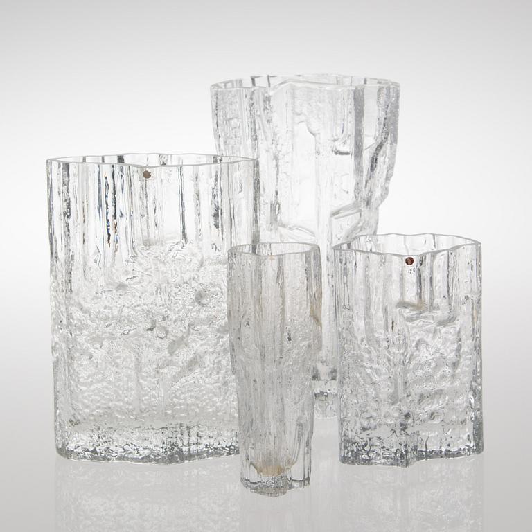 Four glass vases, Iittala, 1960s/1970s.