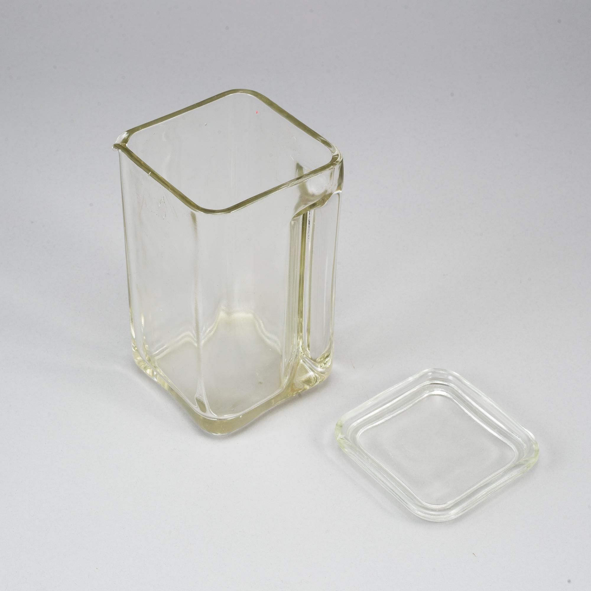 Wilhelm Wagenfeld Kubus 6 グラスコンテナ ヴィンテージ WILHELM WAGENFELD, six 'Kubus' glass containers and a jug