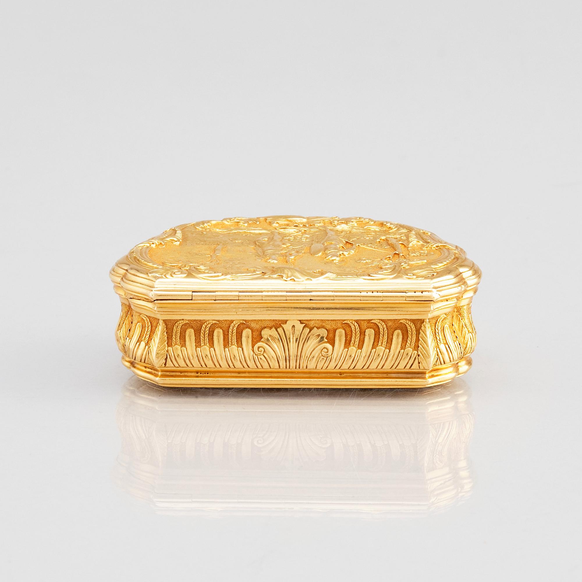 Frantz Bergs, dosa, guld, (verksam i Stockholm 1725-1777) 1700-talets mitt. Rokoko.