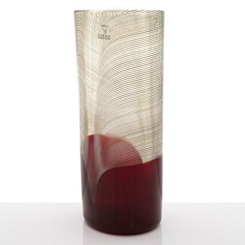 TAPIO WIRKKALA, A glass vase of the 'Pavoni' series, signed Venini Italia 82.