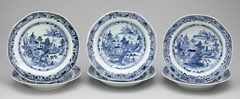 TALLRIKAR, 6 st, porslin, Kina, Qianlong (1736-1796).