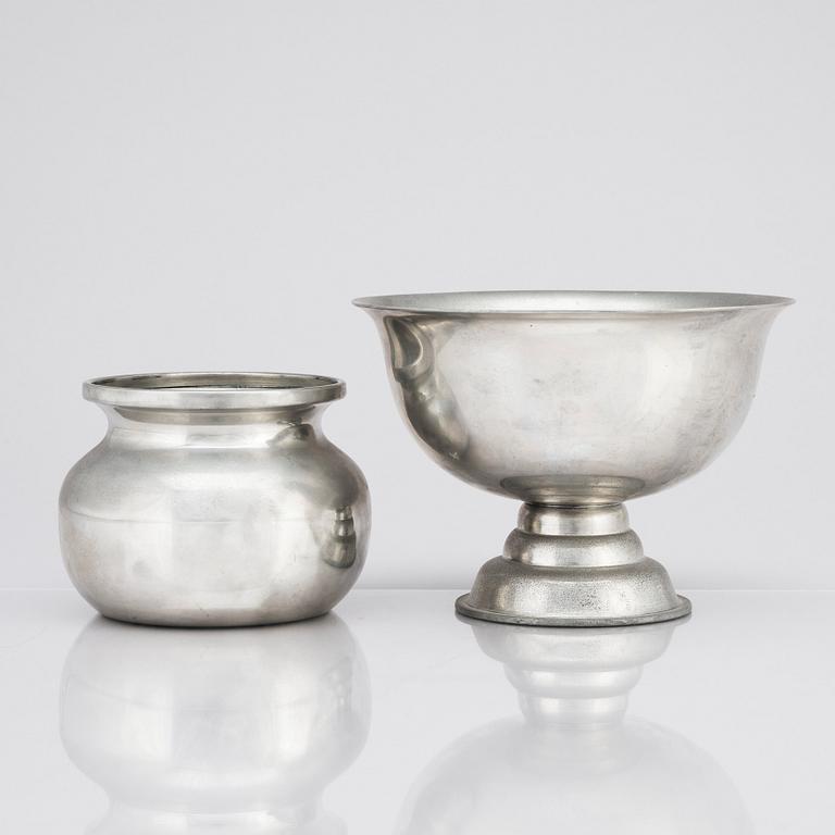 Firma Svenskt Tenn, Svenskt Tenn, a pewter footed bowl and jar (designed by Josef Frank), Stockholm 1928 and 1972.