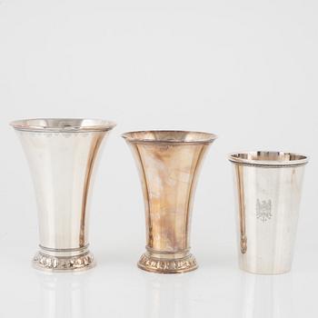 Three silver beakers, GAB, Stockholm, Sweden, 1965-1967.