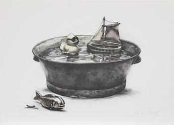 Lasse Åberg · LASSE ÅBERG, färglitografi. Sign. EA.